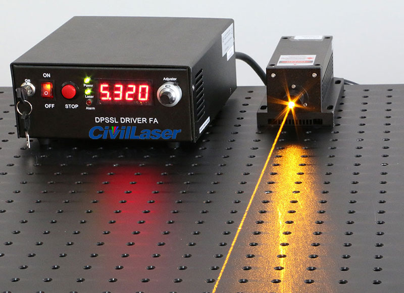 589nm dpss laser output power 200mW adjustable 노란색 light source for scientific research - Click Image to Close